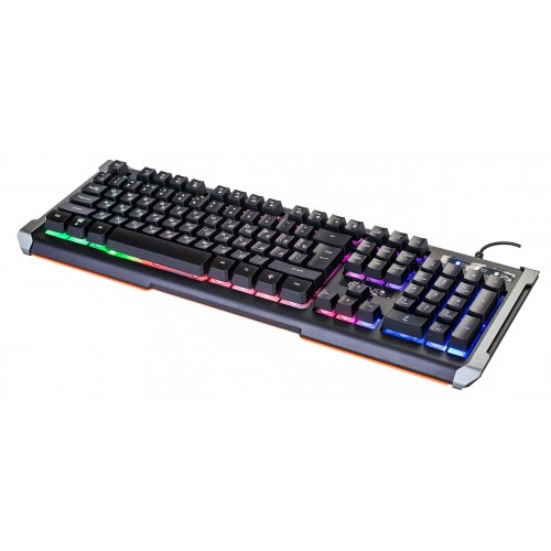 Клавиатура Оклик 717G BLACK DEATH: USB мультимедийная игровая клавиатура с LED подсветкой (черный/оранжевый, 1.5м)