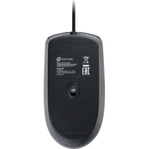 Мышь Оклик 100M черный оптическая 1600dpi USB для ноутбука 4but (1909417)