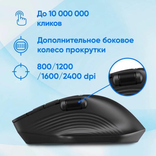 Купить беспроводную оптическую мышь Оклик 501MW черного цвета с 2400dpi и 7 кнопками - идеальный выбор для комфортной работы!