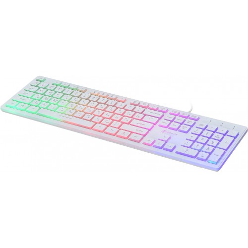 Клавиатура Оклик 550ML белая USB Slim с мультимедийными клавишами и LED-подсветкой, кабель 1.5м