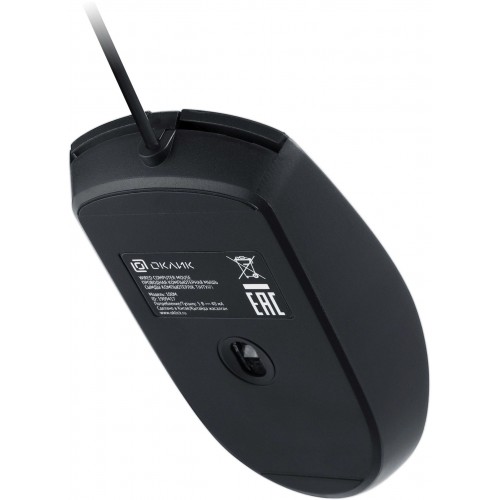 Мышь Оклик 100M черный оптическая 1600dpi USB для ноутбука 4but (1909417)