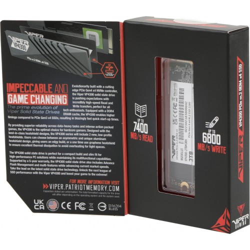 Купить твердотельный накопитель Patriot Viper VP4300 2TB PCIe 4.0 x4 M.2 2280 - высокая скорость и надежность для вашего ПК