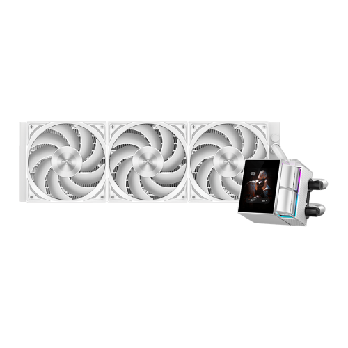 Система охлаждения/ Water Cooling System PCCooler DS360 Display WH (310W, 360mm, LED, White, ARGB Pump/ Fans: 3x120mm, 90.56CFM, 39.8dBA, 2500RPM/ Pump height 65mm, 15dBA, 2600RPM, Rad thickness 27mm/ S: 1851, 1700, 1200, 115X, AM5, AM4) PcCooler