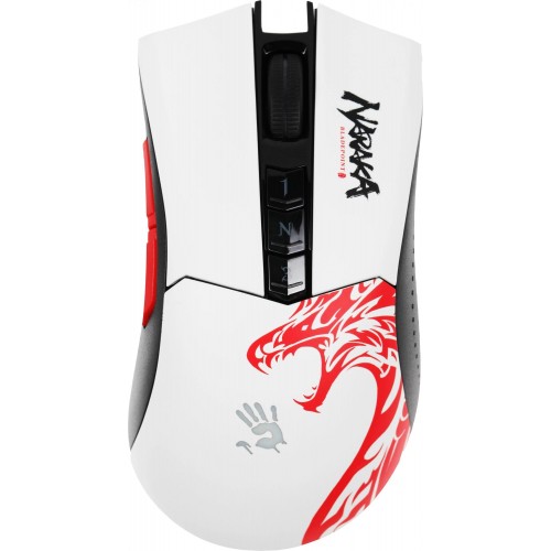 Купить беспроводную оптическую мышь A4Tech Bloody R90 Plus Naraka белую с рисунком, 5000 DPI, 7 кнопок - идеальный выбор для геймеров
