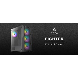 Корпус Azza Fighter черный ATX 4x120mm 2x140mm 2xUSB2.0 1xUSB3.0 audio bott PSU [CSAZ-290 FIGHTER]