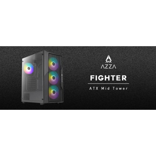 Купить корпус Azza Fighter черный ATX с охлаждением 4x120mm и 2x140mm, USB 2.0/3.0 и аудио - модель CSAZ-290 FIGHTER