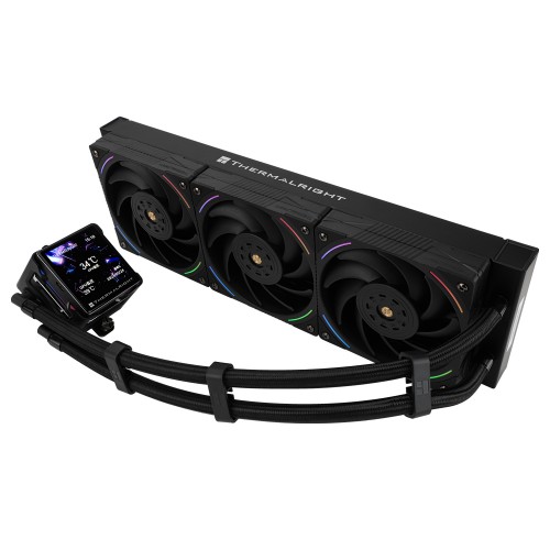 Система жидкостного охлаждения/ Water Cooling System Thermalright Elite Vision 360 (360mm, LED, Black, ARGB/ Fans: 3x120mm, 69CFM, 27dBA, 2150RPM/ Pump height 63mm, Rad thickness 27mm/ S: 1700, 1200, 1851, 115X, 2011, 2066, AM5, AM4) Thermalright