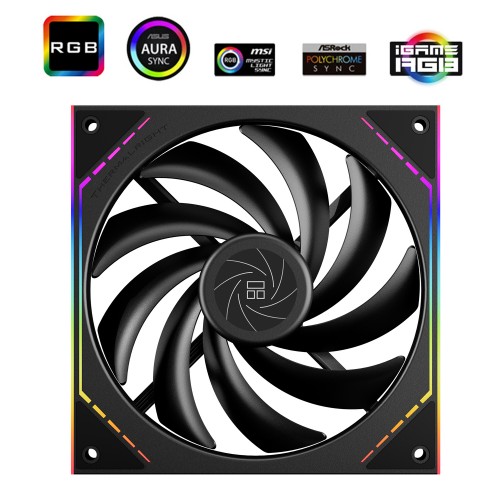 Кулер для корпуса/ Case Cooler Thermalright TL-M14 (140x144x25mm, 4-pin PWM, ARGB, 88.75CFM, 23.7dBA, 1500RPM, Black)