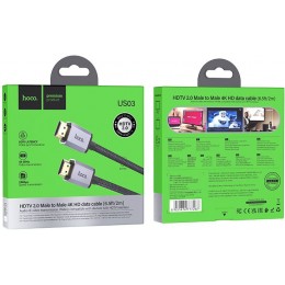 Кабель Hoco US03 ver2.0 HDMI (m) HDMI (m) 2м черный (коробка)