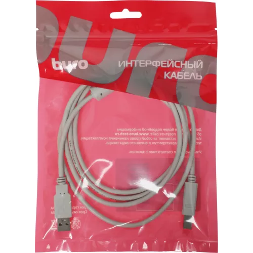 Кабель Buro USB A(m) USB B(m) 1.8м (USB2.0-AM/BM-1.8M-MG) феррит.кольца серый