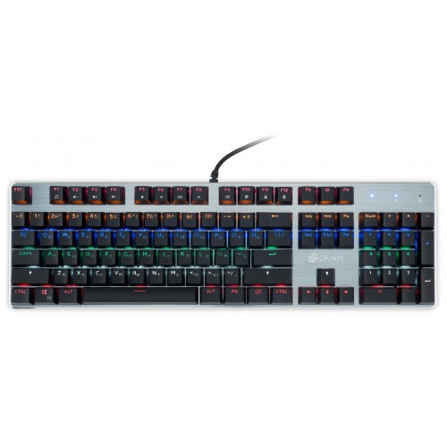 Клавиатура Оклик 970G Dark Knight: Механическая Игровая Клавиатура с LED Подсветкой, Черный/Серебристый, USB, 1.5м Кабель