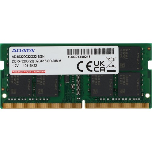 Память DDR4 32Gb 3200MHz A-Data AD4S320032G22-SGN RTL - SO-DIMM 260-pin, 1.2В, CL22 для ноутбуков