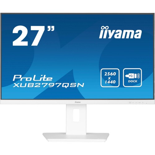 Монитор Iiyama 27" ProLite XUB2797QSN-W2 белый IPS LED 1ms 16:9 HDMI M/M матовая HAS Piv 1300:1 300cd 178гр/178гр 2560x1440 100Hz DP Quad HD 2K (1440p) USB 6.1кг