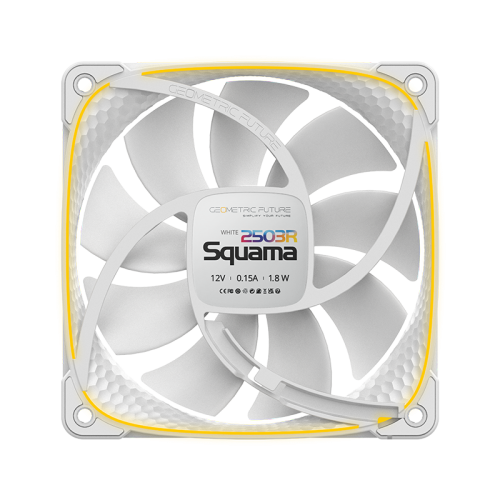Вентилятор корпусный/ Case Cooler Geometric Future Squama 2503RW-12 Reverse (120x120x25mm, 4-pin PWM, ARGB, 57.67CFM, 29.87dBA, 1500RPM, White) Geometric Future