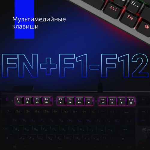 Клавиатура Оклик 970G Dark Knight: Механическая Игровая Клавиатура с LED Подсветкой, Черный/Серебристый, USB, 1.5м Кабель
