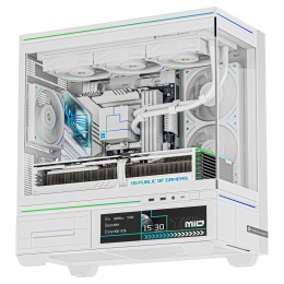 Корпус без блока питания/ Case Thermalright M10 Vision FAN4-C, Mini-Tower, TG, LCD, 4x120mm ARGB, 2xUSB-A 3.0, 1xUSB Type-C, mATX, mITX White