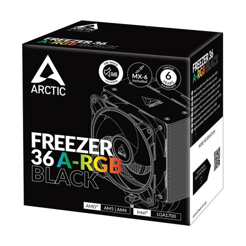 Вентилятор для процессора Arctic Cooling Вентилятор для процессора Arctic Freezer 36 A-RGB (Black) - Retail (Intel: LGA 1851, LGA 1700 AMD: AM5, AM4) (ACFRE00124A) ARCTIC