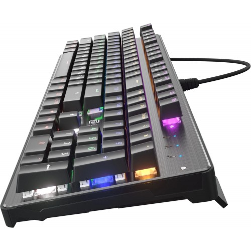 Клавиатура Оклик 970G Dark Knight: Механическая Игровая Клавиатура с LED Подсветкой, Черный/Серебристый, USB, 1.5м Кабель