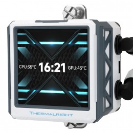 Водяное охлаждение для процессора/ Water Cooling System Thermalright Frozen Warframe 360 Ultra White Argb (360mm, White, ARGB/ Fans: 3x120mm, 70.84CFM, 29.8dBA, 2000RPM/ Pump height 60mm, 23dBA, 3000RPM, Rad thickness 27mm/ S: 1200, 1700, 1851, 2011, 2066