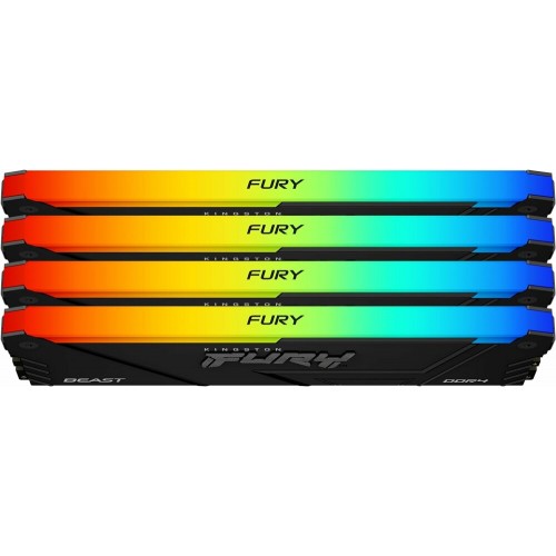 Память оперативная/ Kingston 32GB 3600MT/s DDR4 CL17 DIMM (Kit of 4) FURY Beast RGB Kingston