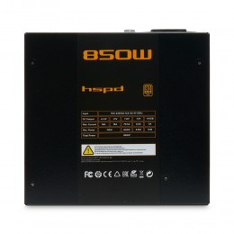 Блок питания/ Power Supply HSPD, 850W 80+ Gold (ATX, 2.52, Full modular, 1x24(20+4)pin 600mm, 2xCPU 8(4+4)pin 700mm, 2xPCIe*2 8(6+2)pin 600+150mm, 2xSATA*3 500+150+150mm, 1xMOLEX*3 500+150+150mm , Active, 120x120mm, 150x140x86mm, APFC, OVP, OPP, SCP, UVP,