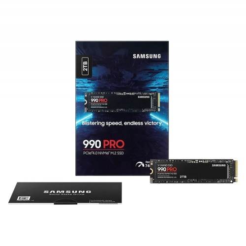 Твердотельные накопители/ Samsung SSD 990 PRO, 2000GB, M.2(22x80mm), NVMe 2.0, PCIe 4.0 x4, V-NAND TLC, R/W 7450/6900MB/s, IOPs 1 400 000/1 550 000, DRAM buffer 2048MB, TBW 1200, DWPD 0.33 (12 мес.) Samsung Electronics