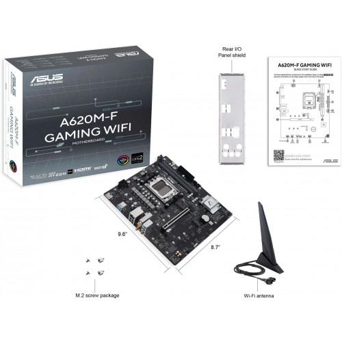 Материнская плата Asus A620M-F GAMING WIFI AM5: 2xDDR5, mATX, 8ch, 2.5G, RAID, HDMI