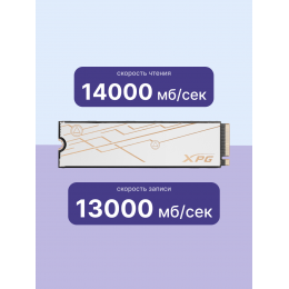 Твердотельный накопитель/ ADATA SSD XPG MARS 980 BLADE, 4000GB, M.2(22x80mm), NVMe, PCIe 5.0 x4, 3D NAND, R/W 14000/13000MB/s, IOPs 1 950 000/1 650 000, TBW 2960, DWPD 0.4 (5 лет)