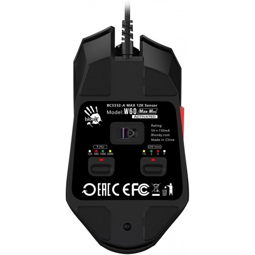Мышь A4Tech Bloody W60 Max Mini черный/рисунок оптическая 12000dpi USB 9but
