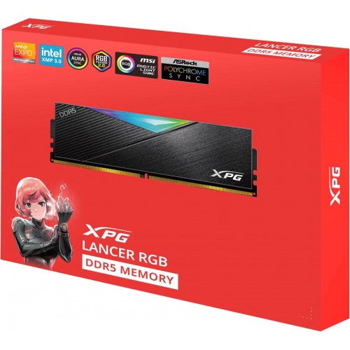 Купить Память DDR5 32GB (2x16GB) 8000MHz A-Data XPG Lancer RGB с Радиатором для Игровых ПК - AX5U8000C3816G-DCLARBK