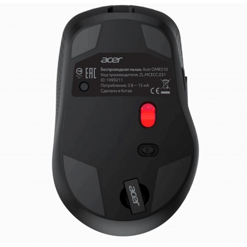Мышь Acer OMR310 черный оптическая 1600dpi беспров. BT/Radio USB 7but (ZL.MCECC.031)