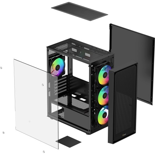 Корпус ПК Ocypus Gamma C50 BK ARGB – Mini-Tower с 4x120mm ARGB, USB 3.0 и 2xUSB 2.0 для mATX и mITX