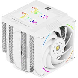 Кулер для процессора/ CPU Cooler Thermalright Phantom Spirit 120 Digital SNOW (4-pin PWM, LED temp., 160mm, Ni/CU, 7x6mm, ARGB, 2x120mm, 69CFM, 27dBA, 2150RPM, S: 1851, 1700, 1200, 115X, AM5, AM4, white)
