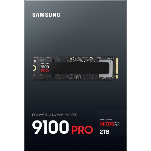 Твердотельный накопитель/ Samsung SSD 9100 PRO, 2000GB, M.2(22x80mm), NVMe 2.0, PCIe 5.0 x4, V-NAND TLC, R/W 14700/13400MB/s, IOPs 1 850 000/2 600 000, TBW 1200, DWPD 0.3 (12 мес.) Samsung Electronics