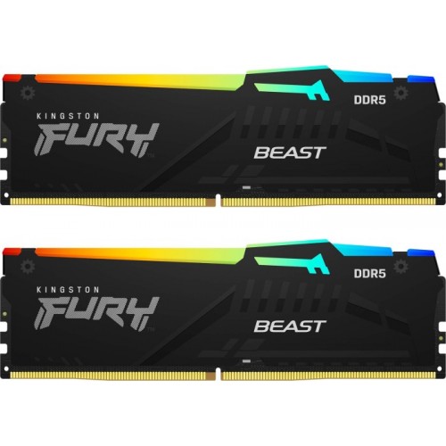 Купить оперативную память Kingston 64GB DDR5 6000MT/s CL36 DIMM (2x32GB) FURY Beast RGB EXPO – Высокая производительность для геймеров и профессионалов