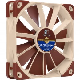 Кулер для корпуса/ Case Cooler Noctua NF-F12 5V PWM (120x120x25mm, 4-pin PWM, 54.97CFM, 22.4dBA, 1500RPM, Beige/Brown)