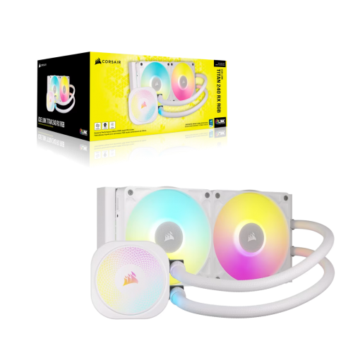 Система жидкостного охлаждения/ Water Cooling System Corsair iCUE LINK TITAN 240 RX RGB (240mm, White, RGB/ Fans: 2x120mm, 73.5CFM, 36dBA, 2100RPM/ S: 1851, 1700, AM5, AM4) Corsair