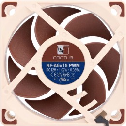 Кулер для корпуса/ Case Cooler Noctua NF-A6x15 PWM (60x60x15mm, 4-pin PWM, 23.4CFM, 19.8dBA, 3500RPM, Beige/Brown)