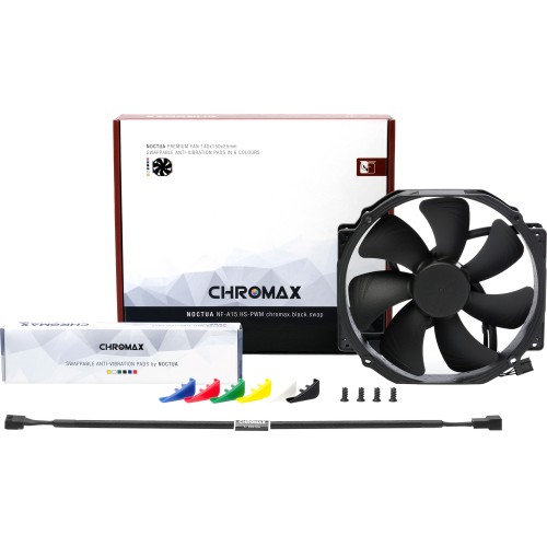 Кулер для корпуса/ Case Cooler Noctua NF-A15 HS-PWM chromax.black.swap (140x150x25mm, 4-pin PWM, 82.5CFM, 24.6dBA, 1500RPM, Black)