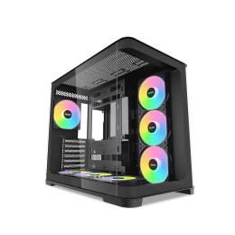 Корпус ПК без блока питания/ Case SAMA V60 Black, Midi-Tower, TG, 7x120mm ARGB, 2xUSB 3.0 + 1xUSB 3.1 Type-C, ATX, mATX, mITX Black