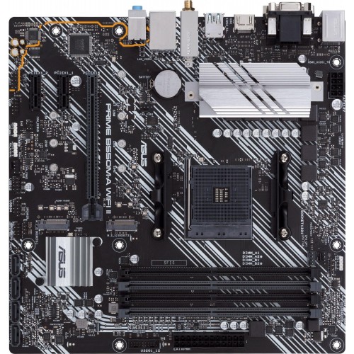 Купить материнскую плату Asus PRIME B550M-A WIFI II для AMD AM4 – 4xDDR4, mATX, 7.1 звук, HDMI, DVI