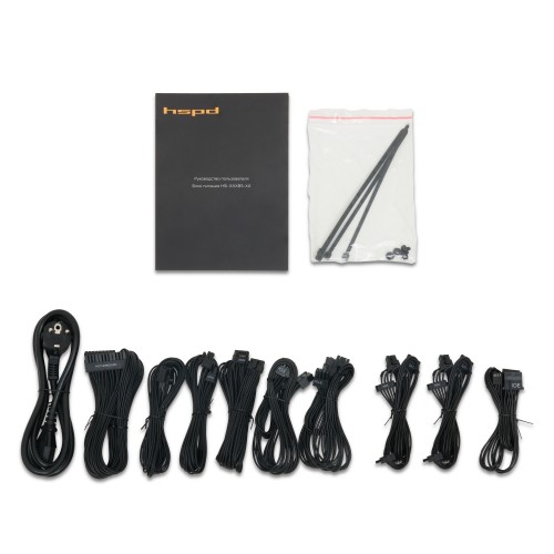 Блок питания/ Power Supply HSPD, 850W 80+ Gold (ATX, 3.1, PCIe 5.1, Full modular, 1x24(20+4)pin 600mm, 2xCPU 8(4+4)pin 700mm, 2xPCIe*2 8(6+2)pin 550+150mm, 1x12V(2x6) 12+4pin 600W 550mm 2xSATA*3 500+150+150mm, 1xMOLEX4pin*3+FDD 500+150+150+150mm , Active,