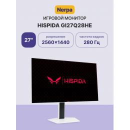 Монитор HISPIDA 27'' 2560x1440, OLED, 178/178, 0.03ms, 250nit, 1.5M:1, 280Hz, 2xDP 1.4/2xHDMI 2.1, noUSB-A, FreeSync, LowBlueLight, LTSP, ExtPWR, VESA 100x100, Black, 1y