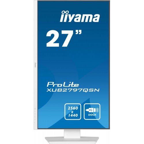 Монитор Iiyama 27" ProLite XUB2797QSN-W2 белый IPS LED 1ms 16:9 HDMI M/M матовая HAS Piv 1300:1 300cd 178гр/178гр 2560x1440 100Hz DP Quad HD 2K (1440p) USB 6.1кг
