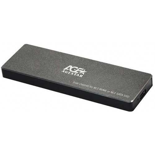 Внешний корпус SSD AgeStar 31UBVS6C для NVMe/SATA M.2 2280 с USB 3.0 – алюминиевый черный B/M-key