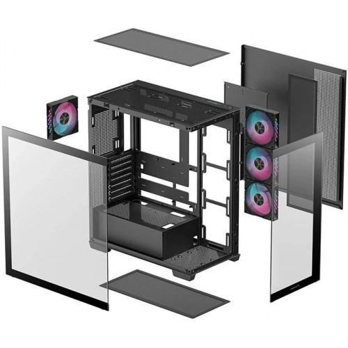 Корпус Deepcool CG580 4F черный без БП ATX 6x120mm 3x140mm 2xUSB3.0 audio bott PSU