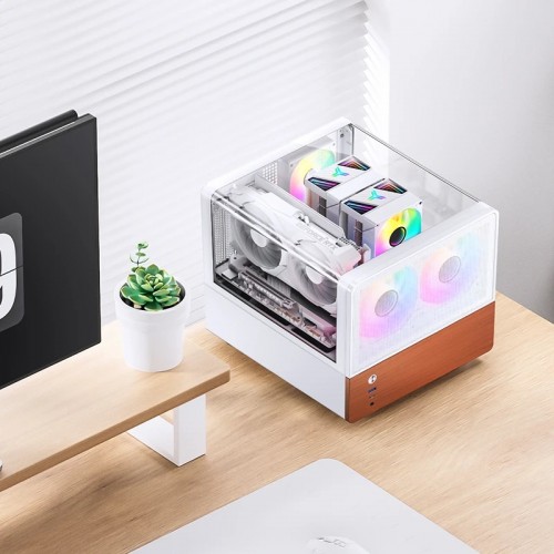Корпус JONSBO V12 Mini-Tower без блока питания: стильный белый кейс для mATX и mITX с 2 вентиляторами и USB-C 3.2