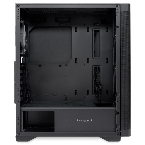 Корпус без блока питания HSPD M520: Mesh Mid Tower с 4x120mm ARGB, поддержка ATX/mATX/mITX, черный, 390x200x449 мм
