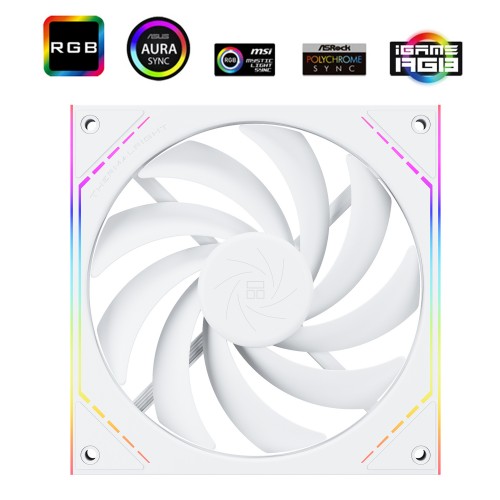 Кулер для корпуса/ Case Cooler Thermalright TL-M14W (140x144x25mm, 4-pin PWM, ARGB, 88.75CFM, 23.7dBA, 1500RPM, White)