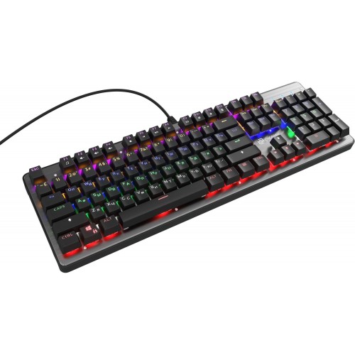 Клавиатура Оклик 970G Dark Knight: Механическая Игровая Клавиатура с LED Подсветкой, Черный/Серебристый, USB, 1.5м Кабель